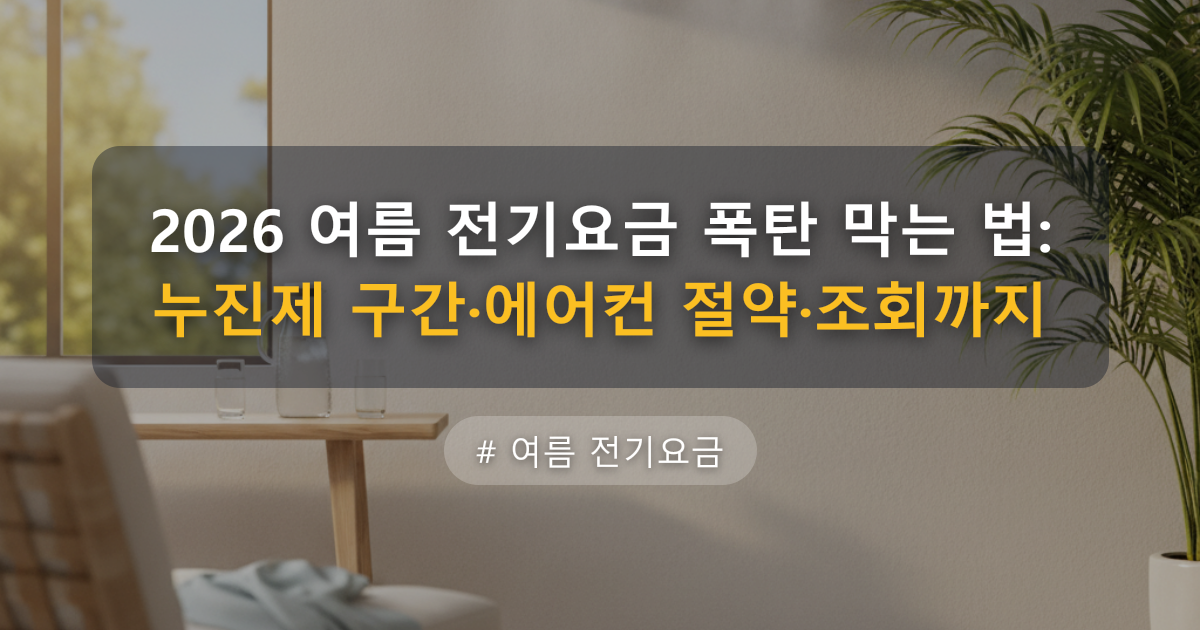 2026 여름 전기요금 폭탄 막는 법: 누진제 구간·에어컨 절약·조회까지 — 글 대표 이미지
