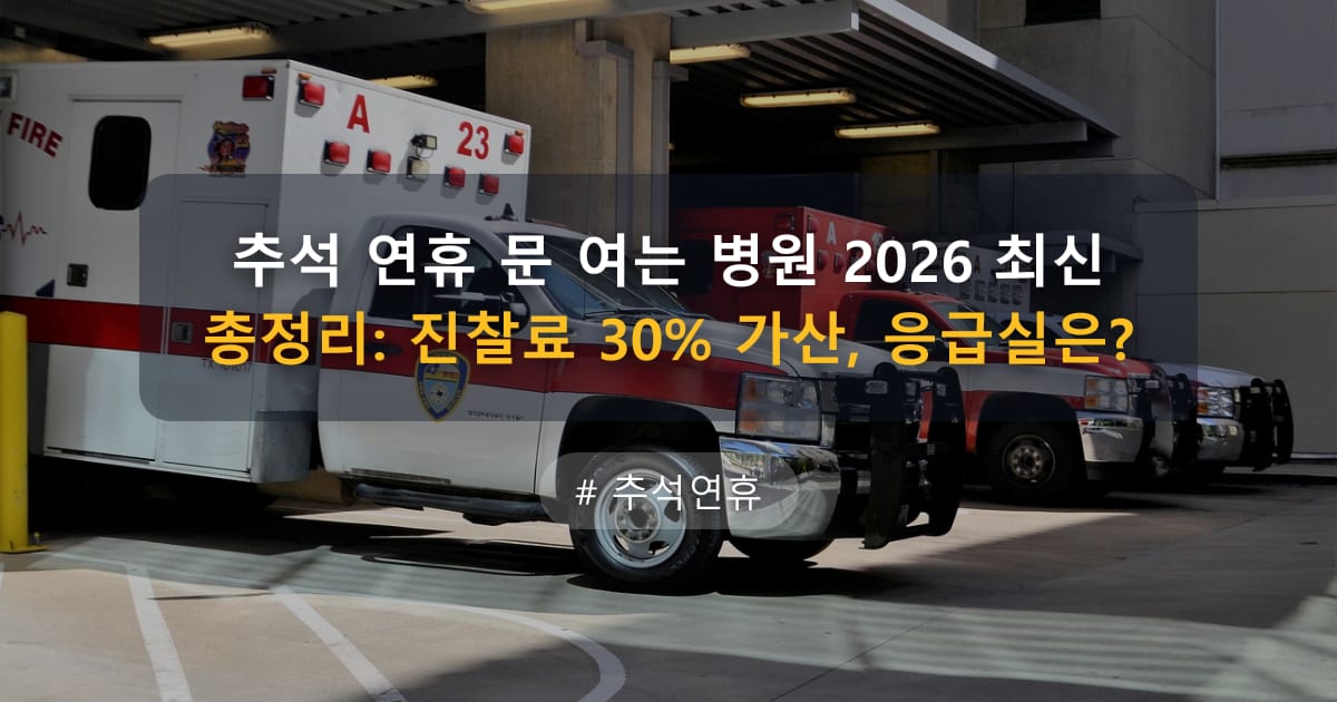 추석 연휴 문 여는 병원 2026 최신 총정리: 진찰료 30% 가산, 응급실은? — 글 대표 이미지
