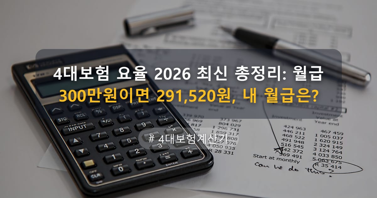 4대보험 요율 2026 최신 총정리: 월급 300만원이면 291,520원, 내 월급은? — 글 대표 이미지