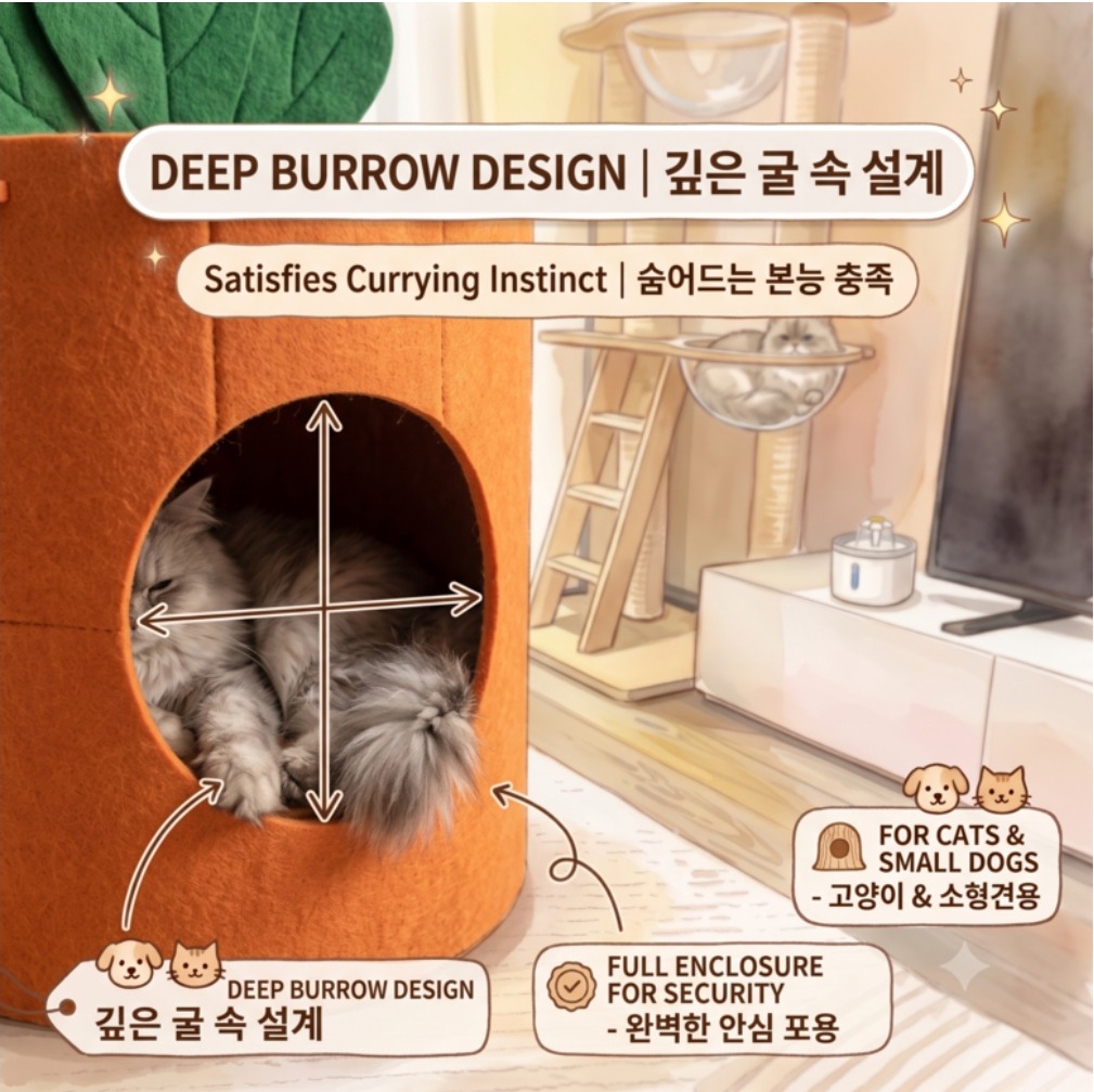 당근 펠트 숨숨집 안에 들어간 고양이