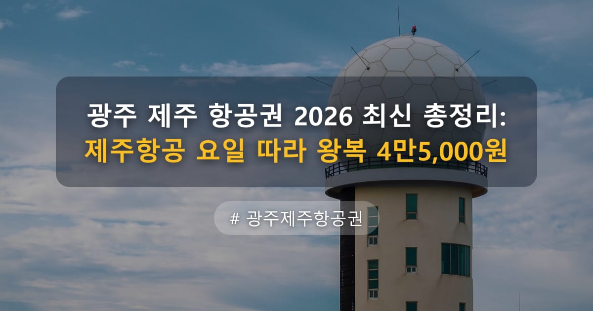 광주 제주 항공권 2026 최신 총정리: 제주항공 요일 따라 왕복 4만5,000원 — 글 대표 이미지