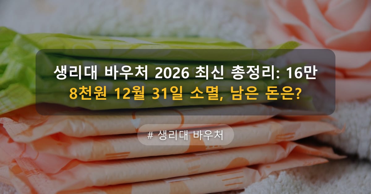생리대 바우처 2026 최신 총정리: 16만 8천원 12월 31일 소멸, 남은 돈은?