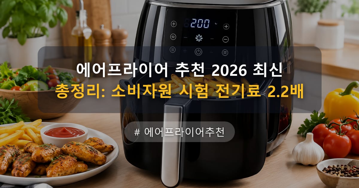 에어프라이어 추천 2026 최신 총정리: 소비자원 시험 전기료 2.2배 — 글 대표 이미지