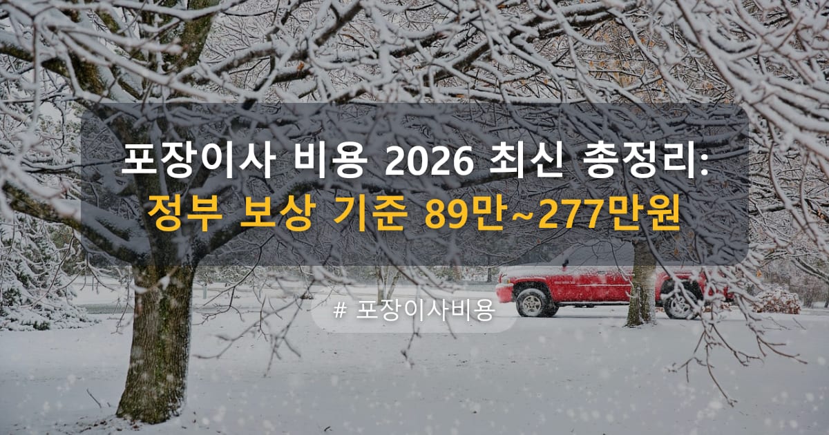 포장이사 비용 2026 최신 총정리: 정부 보상 기준 89만~277만원 — 글 대표 이미지