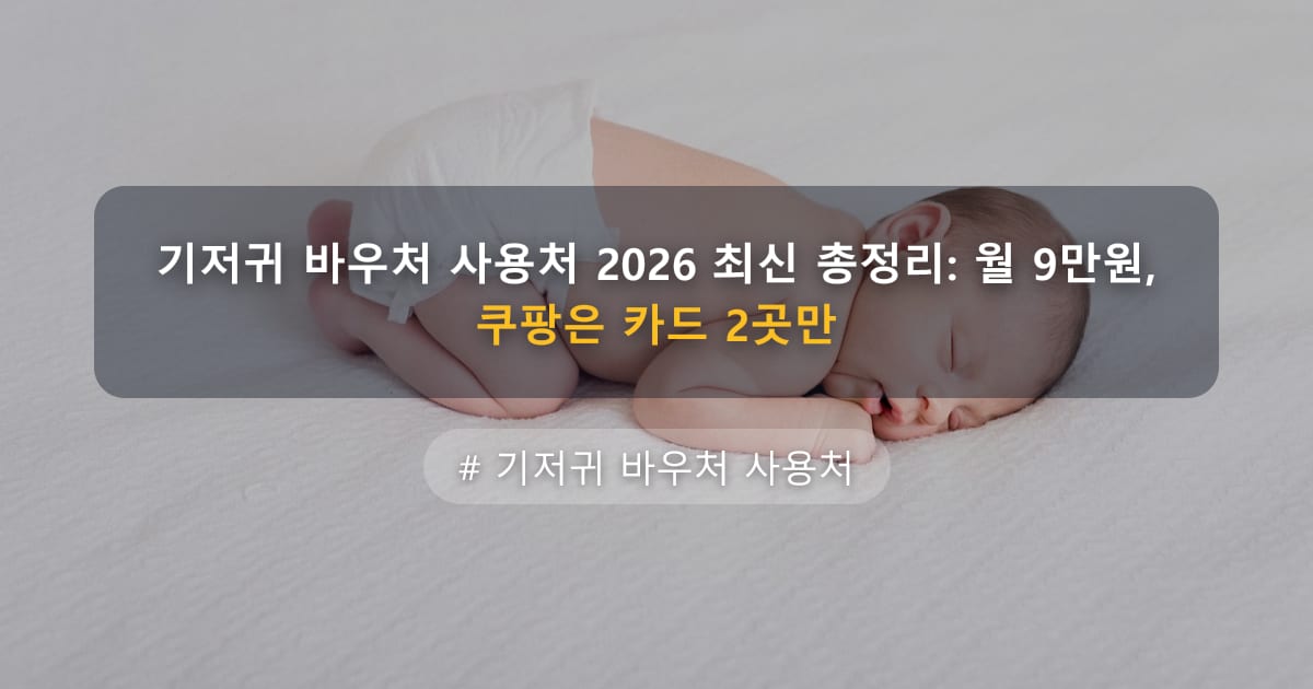기저귀 바우처 사용처 2026 최신 총정리: 월 9만원, 쿠팡은 카드 2곳만 — 글 대표 이미지